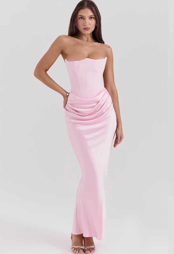 House of cb pink satin dress hotsell