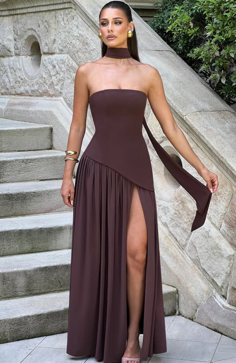 MALIYAH MAXI DRESS - BABYBOO BROWN Rent My Dress MALIYAH MAXI DRESS - BABYBOO BROWN Rent My Dress