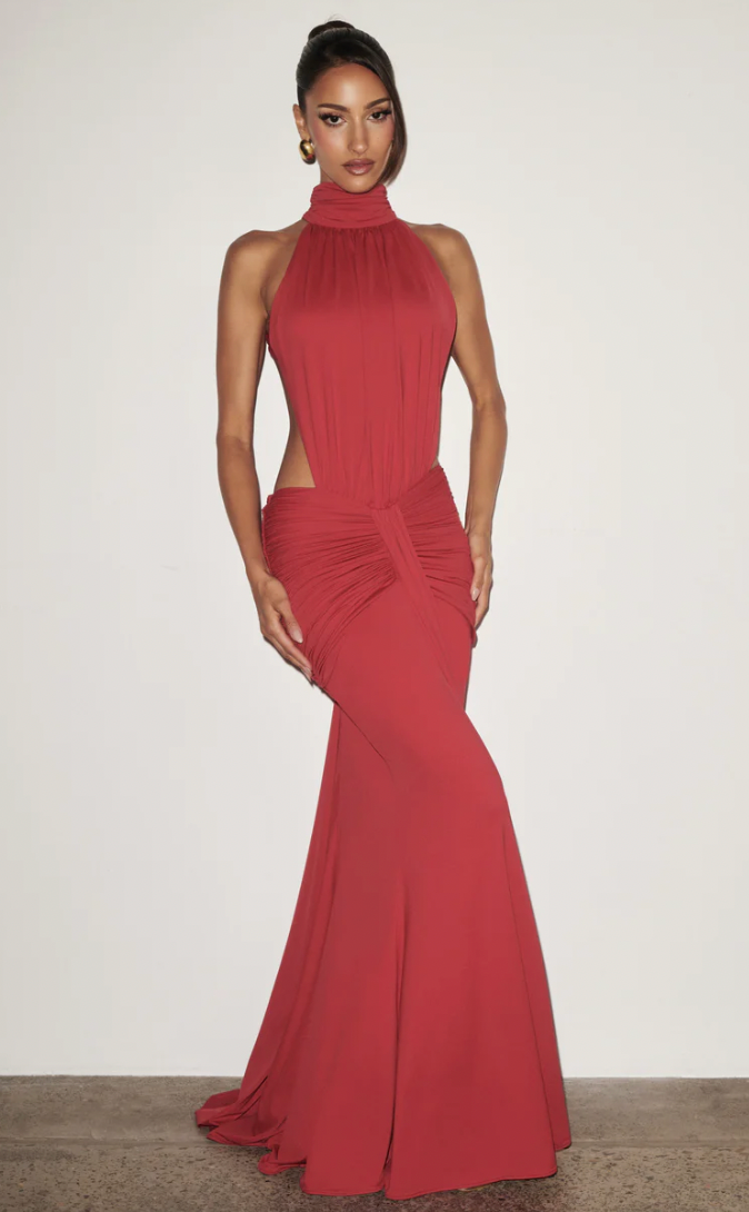 babyboo red dress THEKLA MAXI DRESS- BABYBOO – Rent My Dress