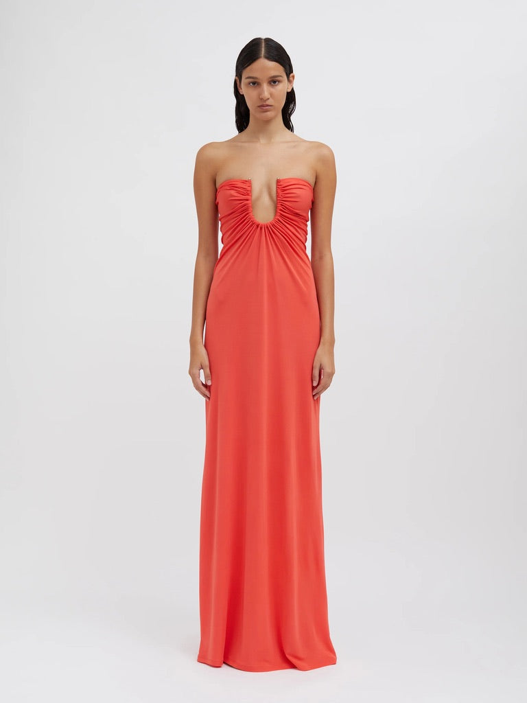 christopher esber dress orange Christopher Esber Bezel Cut-out Long Dress