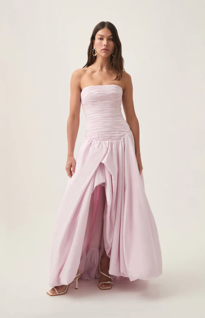 Violette Bubble Hem Maxi Dress BABY PINK - AJE  Rent My Dress