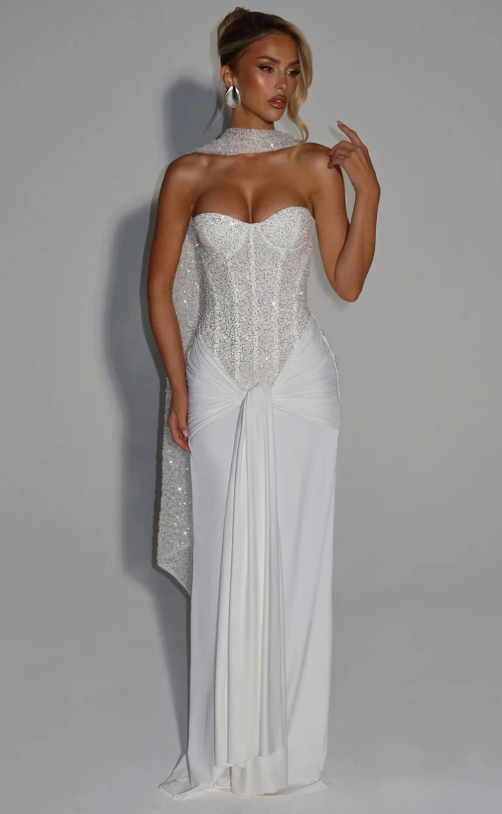 white christmas dresses CARINA MAXI DRESS