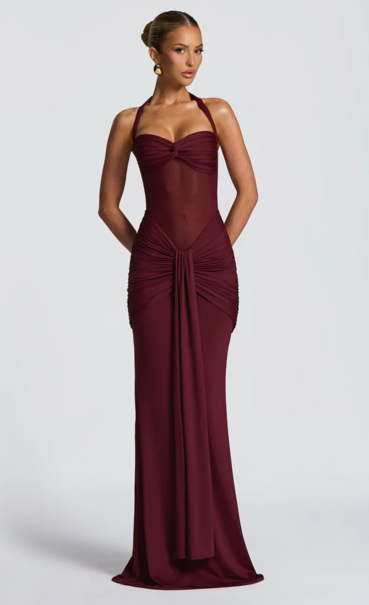 VIXEN MAXI DRESS - CHERRY LACQUER