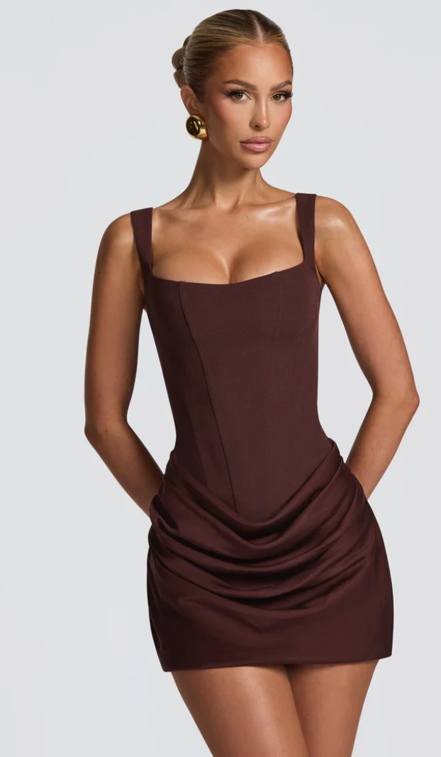 CORNELIA MINI DRESS - BABYBOO PLUM BROWN