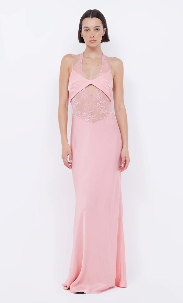 liv halter maxi dress DRESS- BEC & BRIDGE – Rent My Satin halter neck
