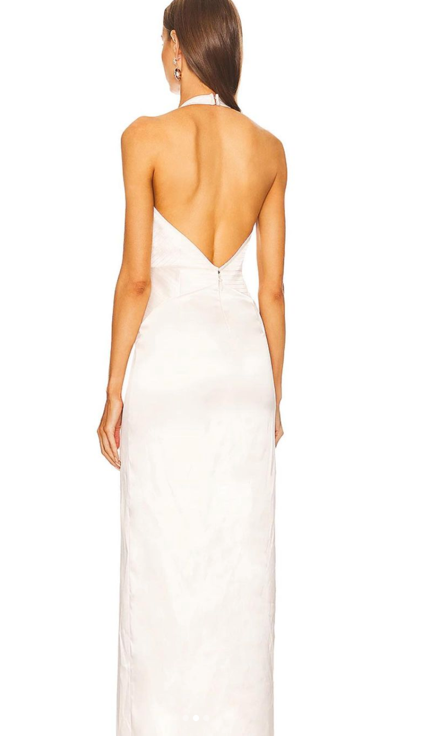 white bodycon dress with sleeves White Long Sleeve Lace Dress Drape Detail Party Occasion Outfit White / 10